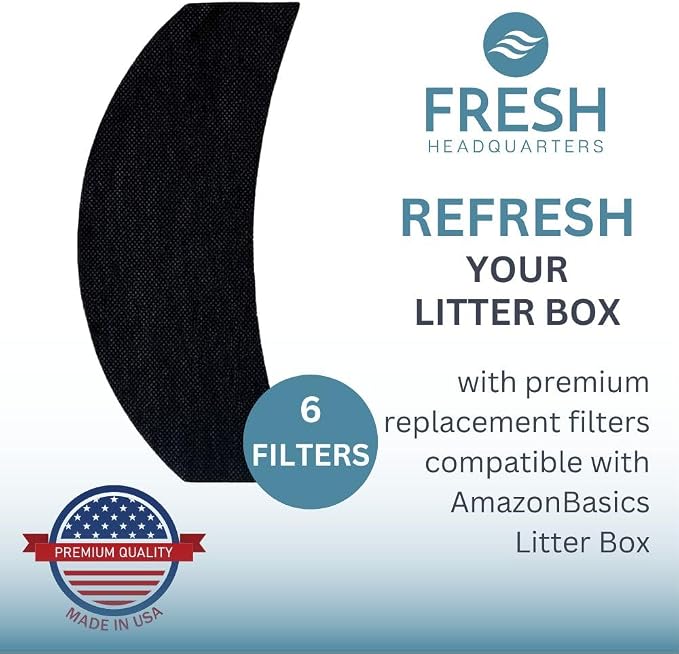 6-Pack Activated Carbon Cat Litter Box Filter Replacement