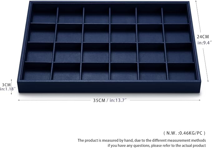 Oirlv Stackable Premium Leather Jewelry Trays 24 Grid Jewelry Organizer