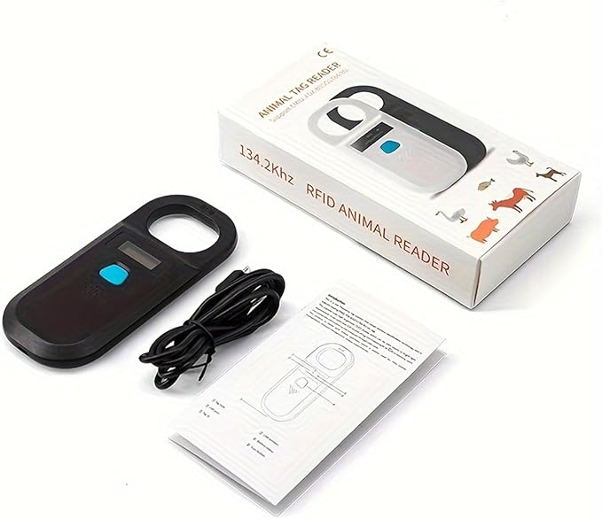 Pet Microchip Scanner, 134.2KHz/125KHz RFID Reader for Dogs Cats, ISO 11784/11785 FDX-B EMID Animal Chip Reader with 128 Data Storage, Pet ID Tag Scanner for Sheep/Rabbit/Pig/Animal