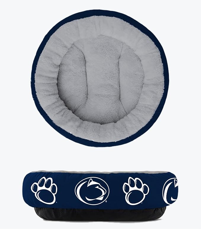 ShopInstaPets Penn State Nittany Lions Officially Licensed Plush Donut Pet Bed – Cozy, Machine Washable, Perfect for Pets (Large)