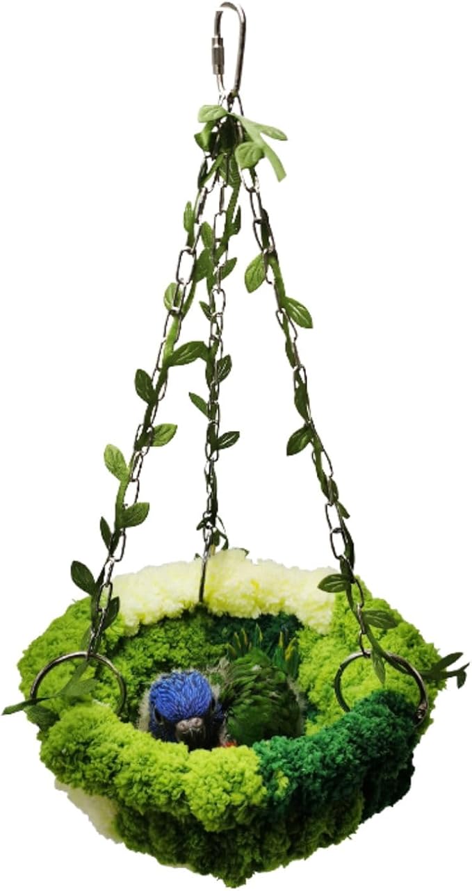 Bird Nest Hanging Hammock Bed Toy for Small Medium Pet Parrot Parakeet Cockatiel Conure Cockatoo Amazon Lovebird Budgie Finch Canary Hamster Rat Gerbils Chinchilla Cage Stand Perch (Multicolor)