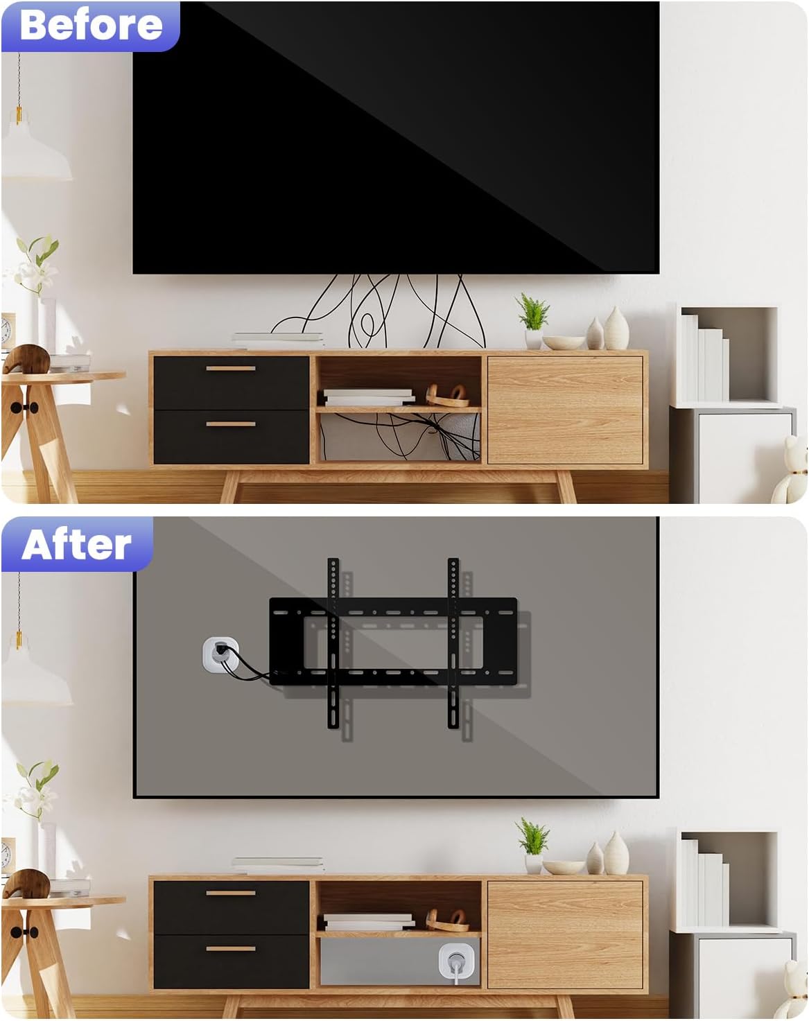 ZEXMTE in-Wall Cable Management Kit, TV Cord Hider for Wall Mounted TV, Includes Power & Low Voltage Cables Management, Wall Cable Concealer Kit with Hole Saw Drill Attachment