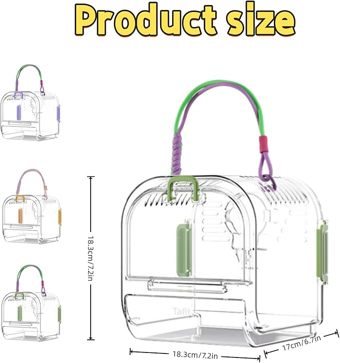 Portable Plastic Bird Cages，Travel Bird Cage,Lightweight Waterproof Ventilated Small Bird Cage,Outdoor Use Easy to Carry,for Small Birds, Budgies and Pet Birds (Purple, A)