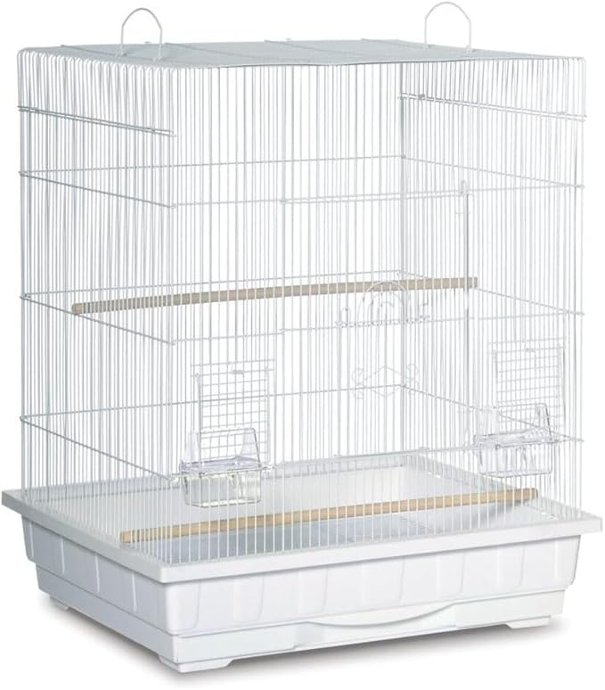 Artisanal Attic Square Roof Bird Cage with Unique Square Roof Design, Durable Construction, Spacious Interior Black