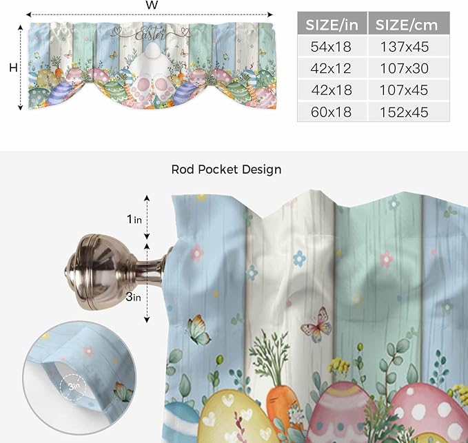 Easter Tie Up Valance Curtains for Windows, Kitchen Curtains Window Shades