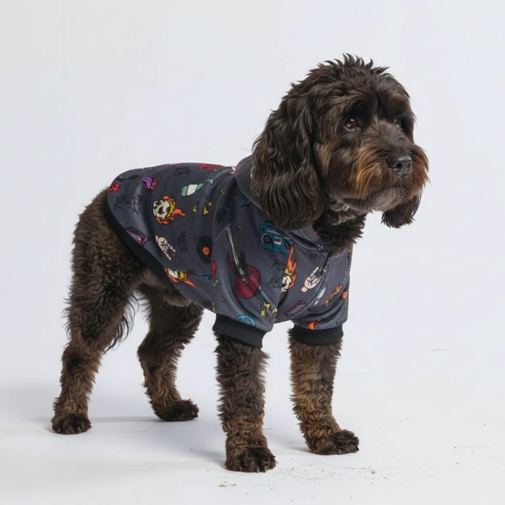 Spark Paws Dog Hoodie – Premium Dog Sweater for Small, Medium, and Large Dogs | Warm Outfits for French Bulldogs, Pitbull, Puppy, Winter Jacket Alternative - Rock and Roll -2XL