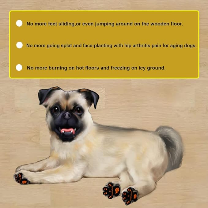 Dog Paw Pads Anti-Slip Grips,Dog Paw Protectors for Senior Dogs on Hot Pavement,Provides Traction to Keep Them from Slipping on Smooth Floors 20 sets-80 Pads Black S