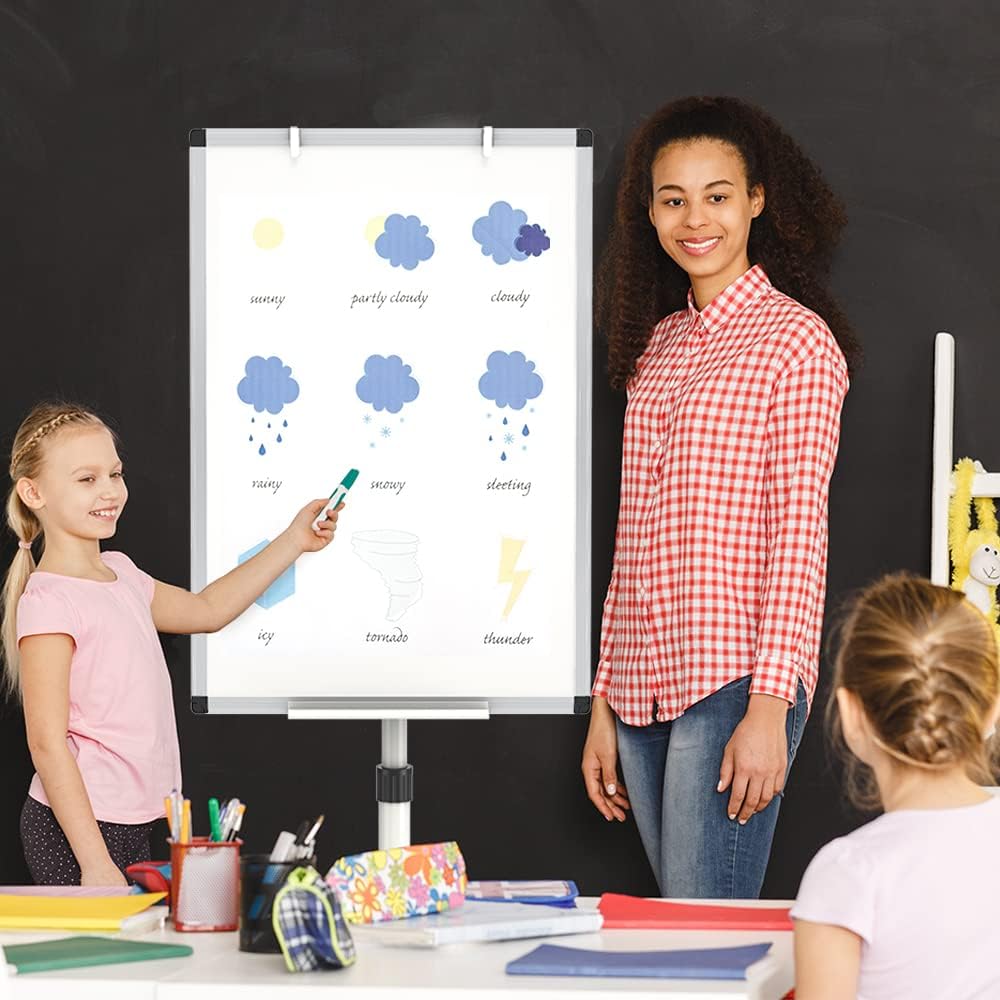 VIZ-PRO ECO Magnetic Mobile Whiteboard, 36 X 24 Inches, Easel Flipchart Stand Rolling Dry Erase Board with Paper Pads
