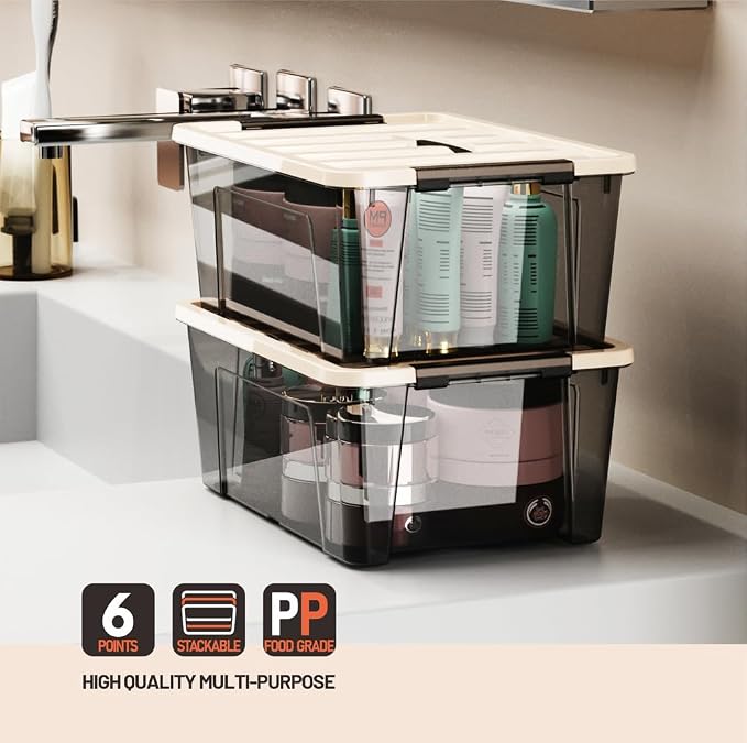 WYT Small Clear 5-Quart Plastic Storage Container Bin