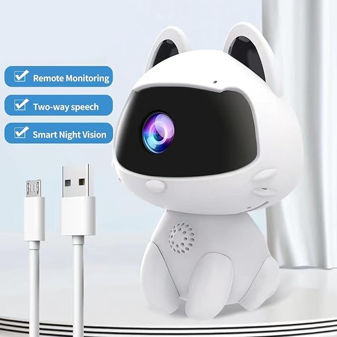 VBESTLIFE HD Robot Security Camera, Remote Monitoring Smart Indoor Pet Dog Cat Cam, Home Security Camera Robot Surveillance Camera, 2 Way Voice Calling, Loop Recording