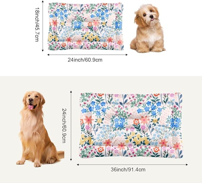 Red Blue and Pink Flowers Dog Bed Non Slip Bottom Soft Pet Bed Dog Anti Slip Bottom Friendly Furniture Multi Scenario Multi Model Pet Mat Gift Printed Outdoor 36× 24 Inch
