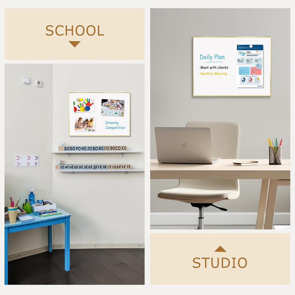 Magnetic Whiteboard, 24" x 18" Dry Erase White Board for Wall