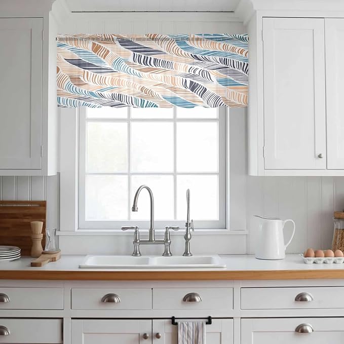 Abstract Stripes Sheer Valance Curtains