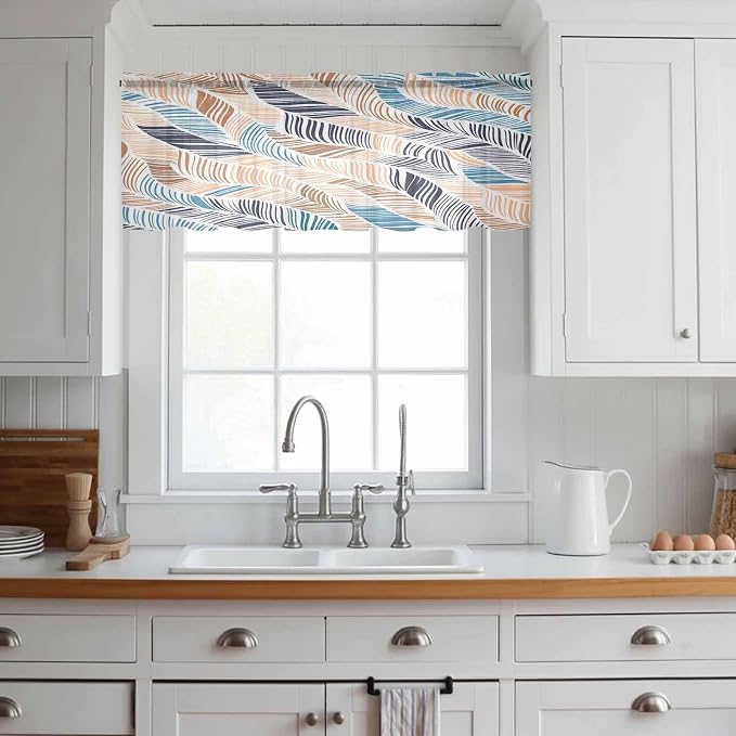 Abstract Stripes Sheer Valance Curtains