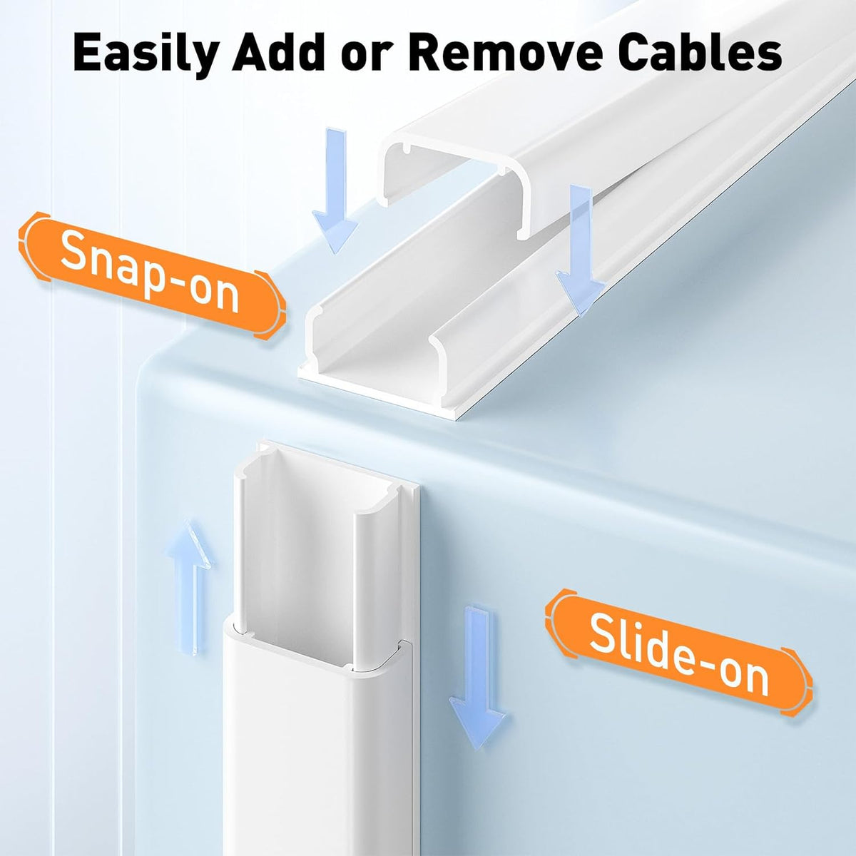 Delamu TV Cord Hider, 630in Cord Covers for 2-3 Wires on Wall, Cable Hider Wire Covers for Cords, Easier Setup Wire Hiders for TV on Wall, Cable Cover Management to Hide Wires, W0.94H0.47in, White