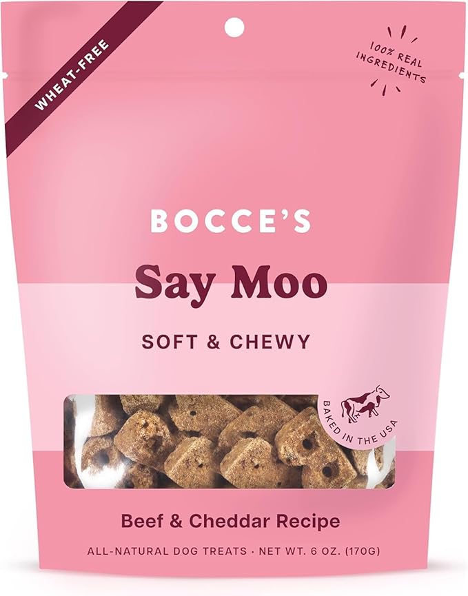 Bocce's Bakery Say Moo Cookie + Bac’n Nutty Training Dog Treat Bundle – Natural, Wheat-Free Soft & Chewy Cookies Made with Real Ingredients and Baked in The USA – 2 Pack Bundle