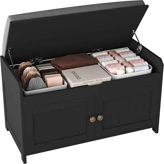 HOMEFORT 30" Shoe Bench with Lift Top Storage, Entryway Bench with Cushioned