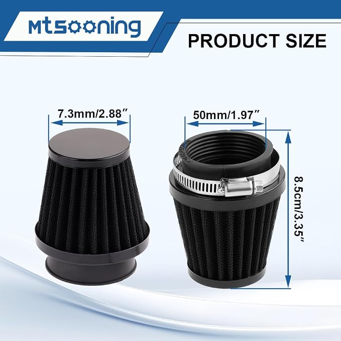 Mtsooning Universal Air Filter, 50mm Motorcycle Cone Intake Breather Cleaner