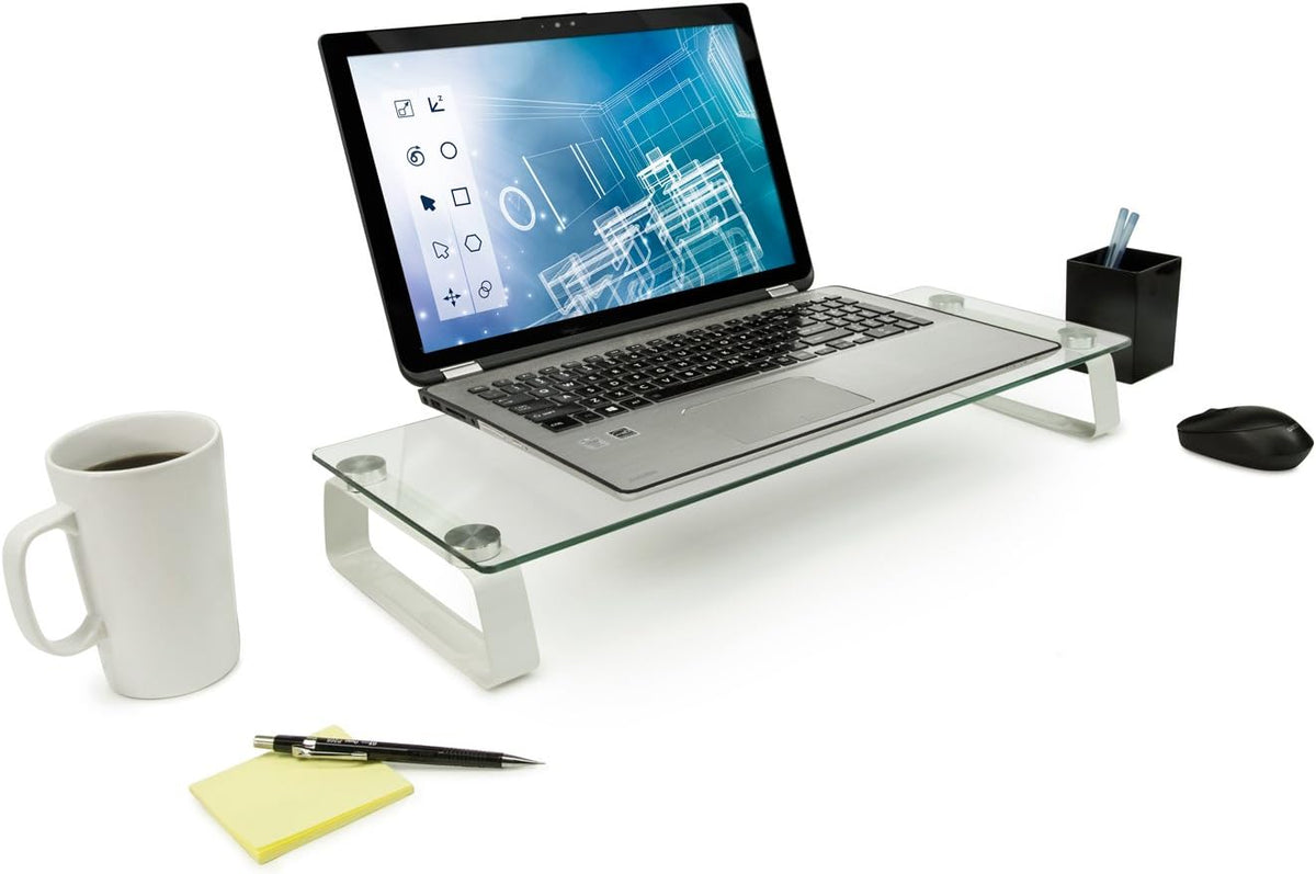 Mount-It! Glass Monitor & Laptop Riser Stand, 22", 44 lbs