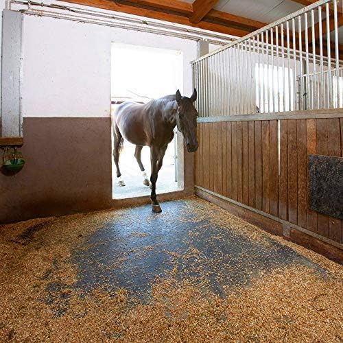 American Floor Mats - Heavy Duty Stall Tiles - Stable/Horse Tiles - Thick, Durable Rubber Flooring Solid Black 1 Border Tile 1/2" Thick