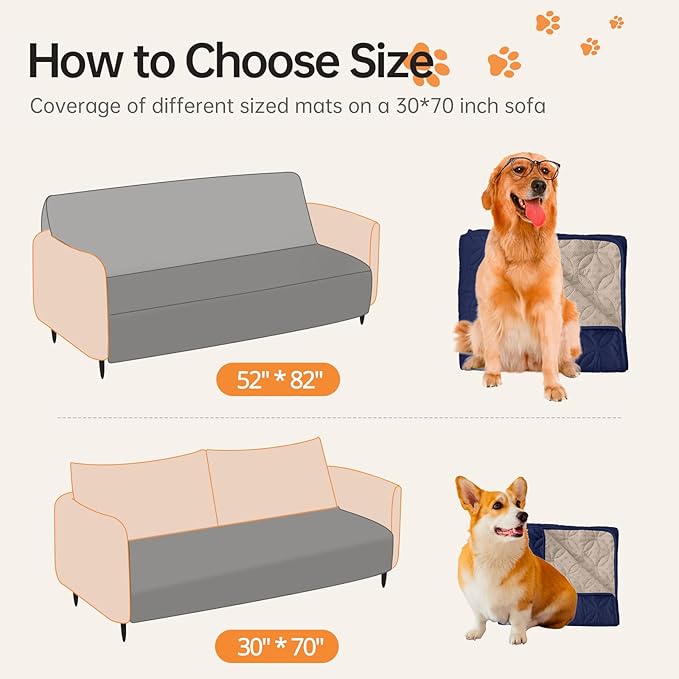 BESTSWEETIE 2024 Newest Couch Cover for Dogs Washable, Couch Protector, 100% Waterproof Dog Bed Cover, Anti-Slip Sofa Covers Washable (30x70 inch, Navy)