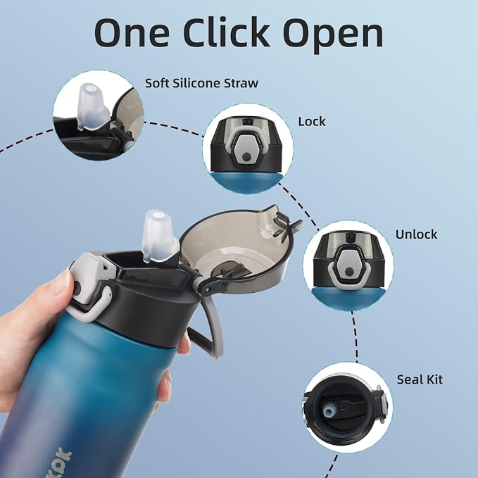BJPKPK 14 oz Insulated Water Bottle, Stainless Steel Flask | Leak Proof Locking