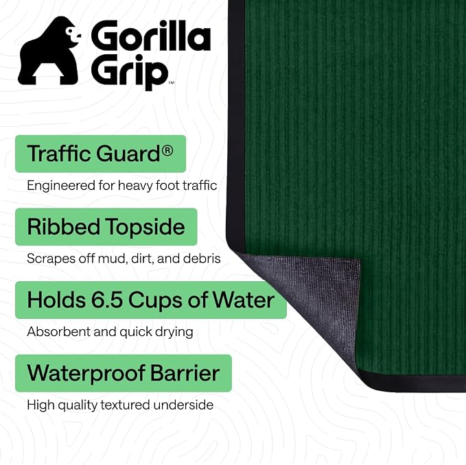 GORILLA GRIP Waterproof Traffic Guard Door Mat, Heavy Duty Entryway Mats