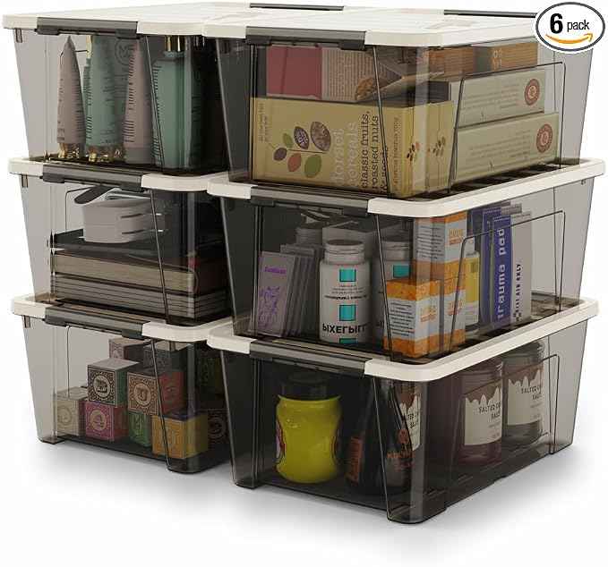 WYT Small Clear 5-Quart Plastic Storage Container Bin