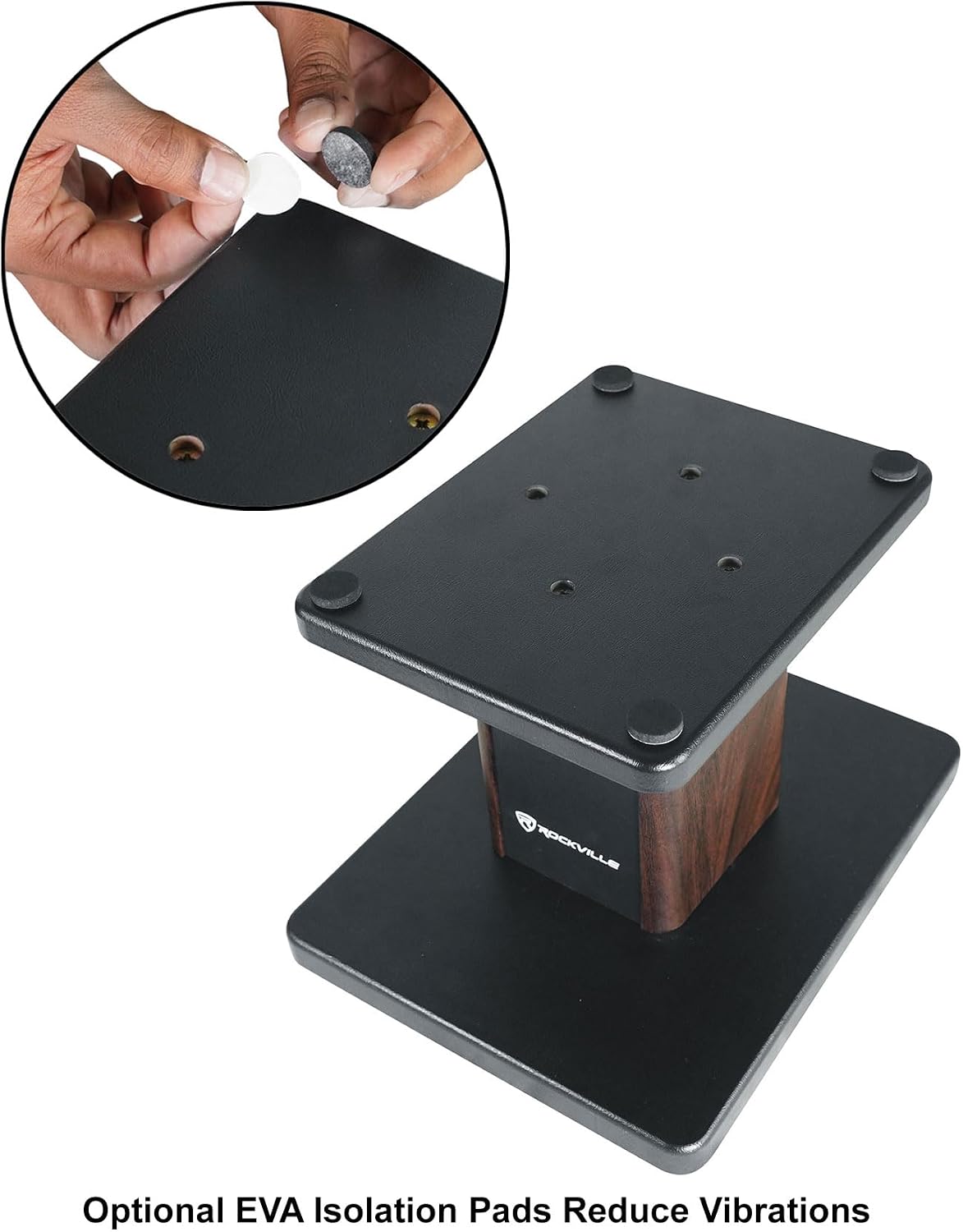 Rockville RHT8D Pair 8" Dark Wood Desktop Speaker/Studio Monitor Stands