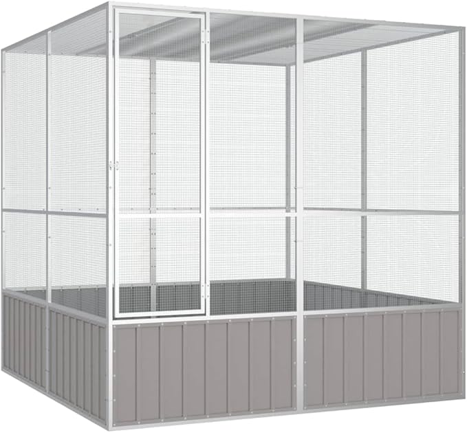 Steel Bird Cage, Large Flight King Bird Cage for Cockatiels African Grey Quaker Amazon Sun Parakeets Green Cheek Conures Pigeons Parrot Bird Cage Birdcage, Gray 84.1"x85.6"x83.3" -AA