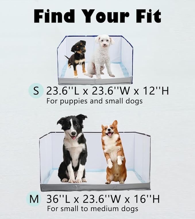 Dog Litter Box with High Walls,Pee Pad Holder Tray for Indoor Dog Potty,No Assembly,No Spill,Waterproof,Easy to Clean,Portable for Travel (Black Star, S-23.6''Lx23.6''Wx12''H)