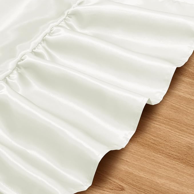 2 Pack White Satin Table Runner 12 x 72 Inch | Ruffle Design, Luxurious Dining