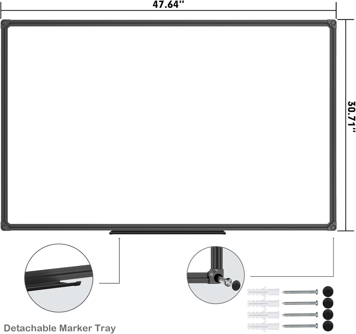 JILoffice Magnetic Whiteboard, Dry Erase Board 48 x 31 Inch