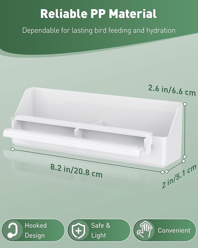 Pawfly 1 Pack Bird Feeder for Cage Hanging Plastic Feeder with Hooks Bird Water Dispenser with Perches Water Feeders for Cage Parrot Food Bowl for Parakeet Cockatiel Canary