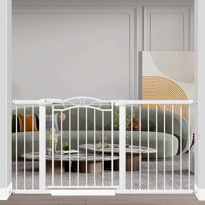 Fairy Baby 59.8"-62.6" Extra Wide Press Mounted Baby Gate Indoor for Kids Or Pets Walk Thru No Drill Long Dog Gates for The House Doorway Child Safety Gate