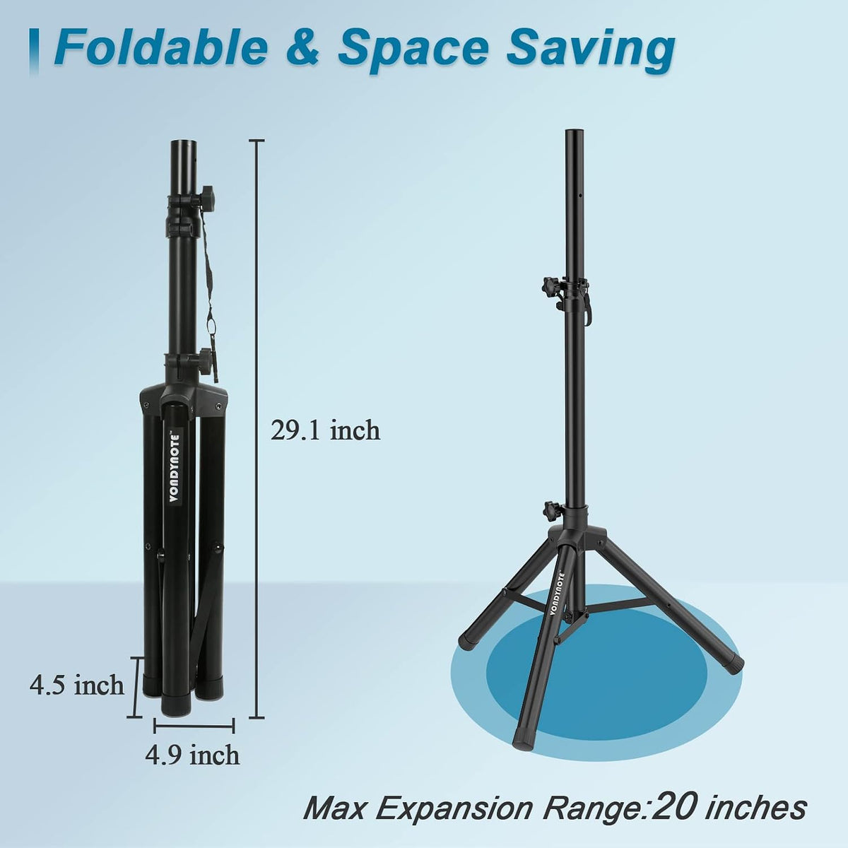Vondynote Tripod Speaker Stands Pair 33.5"-53.5" PA DJ Mini Speaker Stands