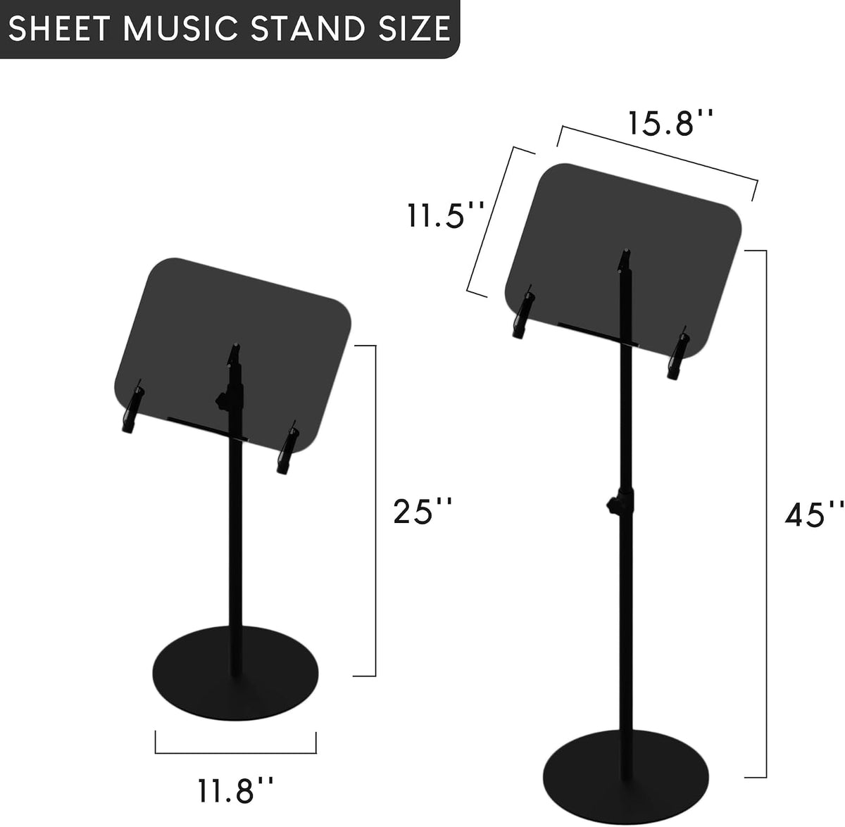 Black Acrylic Podium with Adjustable Height Small Acrylic Podium Stand Black Music Stands Book Stand for Reading Floor Holder Stand with Page Paper Clip for Cookbooks Music