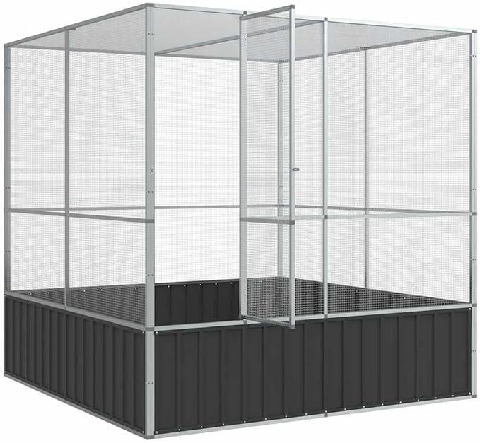 Steel Aviary, Large Bird Cage with Lockable Door, Aviary Spacious and Versatile Cage Ideal for Parakeets, Parrots, Lovebirds, Cockatiels, Pigeons, 83.1"x81.5"x83.5",-273