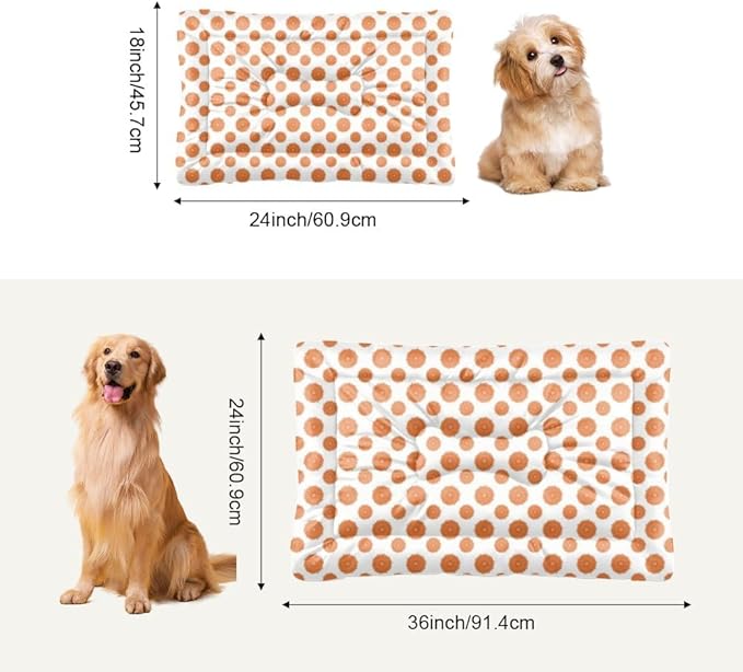 Orange Polka Dot Cute Big Dog Bed Furniture Dog Crate Mat Washable Crate Pad Washable Puppy Bed for Non-Slip Small Chew Resistant for Mat Needs Home Indoor Outdoor 24X18 Inch