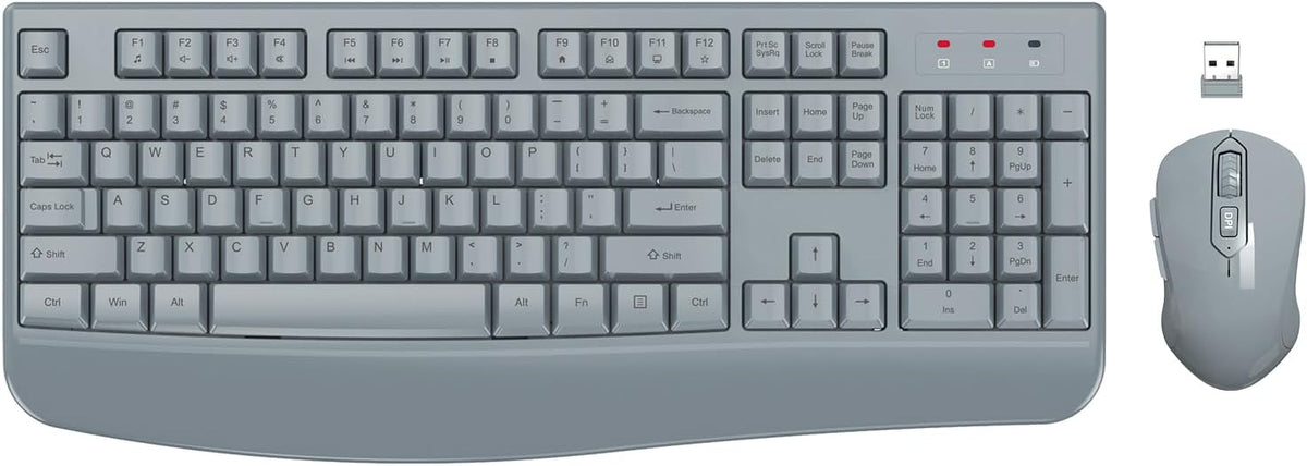 EDJO Wireless Keyboard and Mouse Combo, USB Plug & Play (Grey)