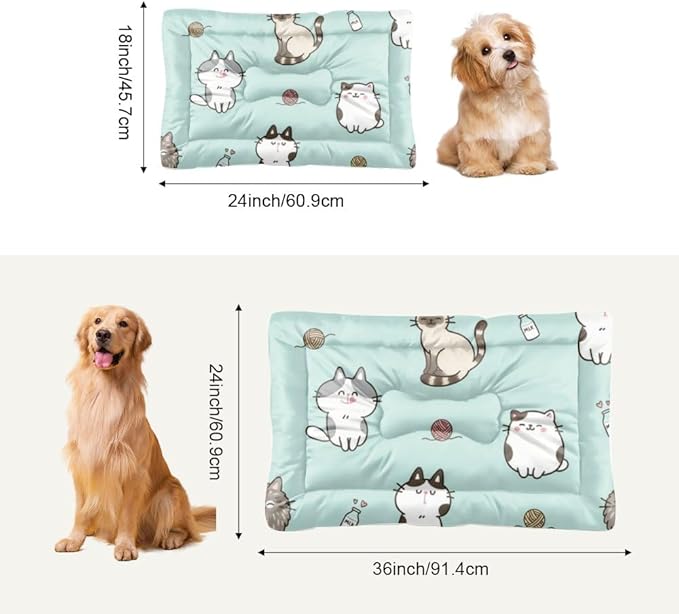 Comfy Dog Crate Mat with Anti-Slip Bottom, Cute Cats Pet Sofa Cat Pads Dog Beds& Furniture Breathable Crate Mat Chew Proof for Indoor& Outdoor Sofa Cars, Machine Washable 24 X 18 Inch
