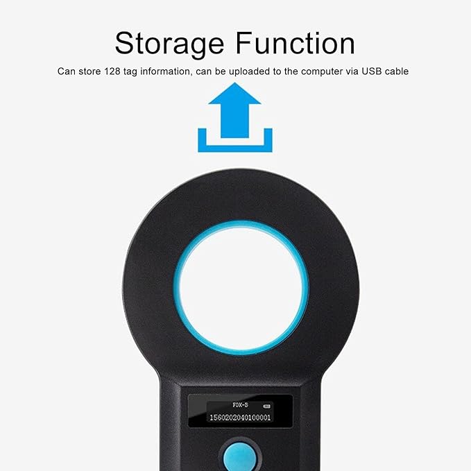 Acouto Pet Chip Scanner for Dogs and Cats - USB Microchip Reader with 15 Digits Recognition and 128 Data Storage, Compact & Portable Device (Black)