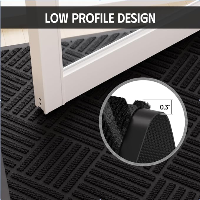Dirt Trapper Door Mat 3' x 5', Rubber Backing Non Slip Heavy Duty Welcome Mat
