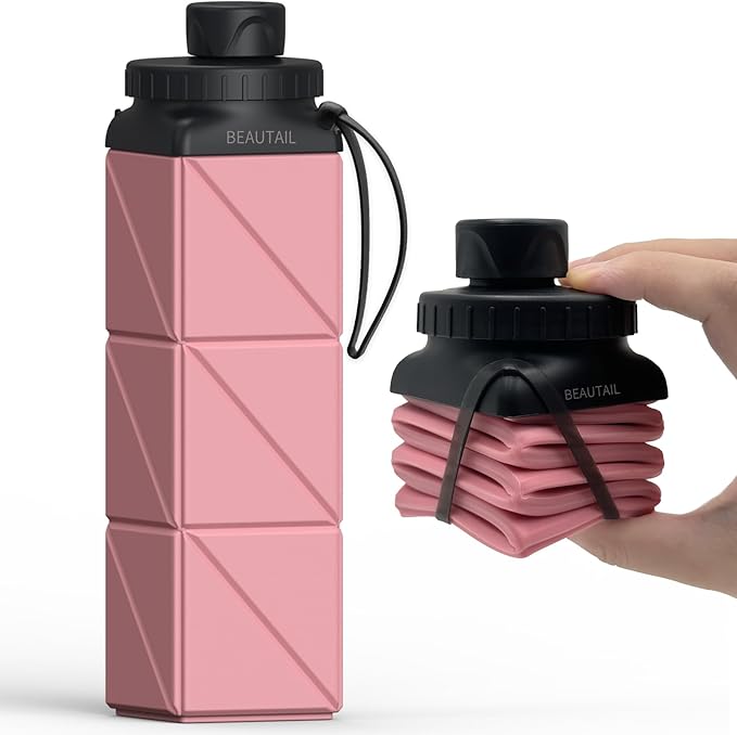 BEAUTAIL Collapsible Water Bottles 21 oz, Silicone Portable Water Bottle | BPA