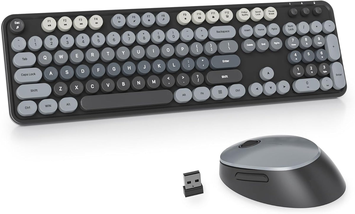 Owpkeenthy Retro Keyboard and Mouse Wireless Gradient Dark
