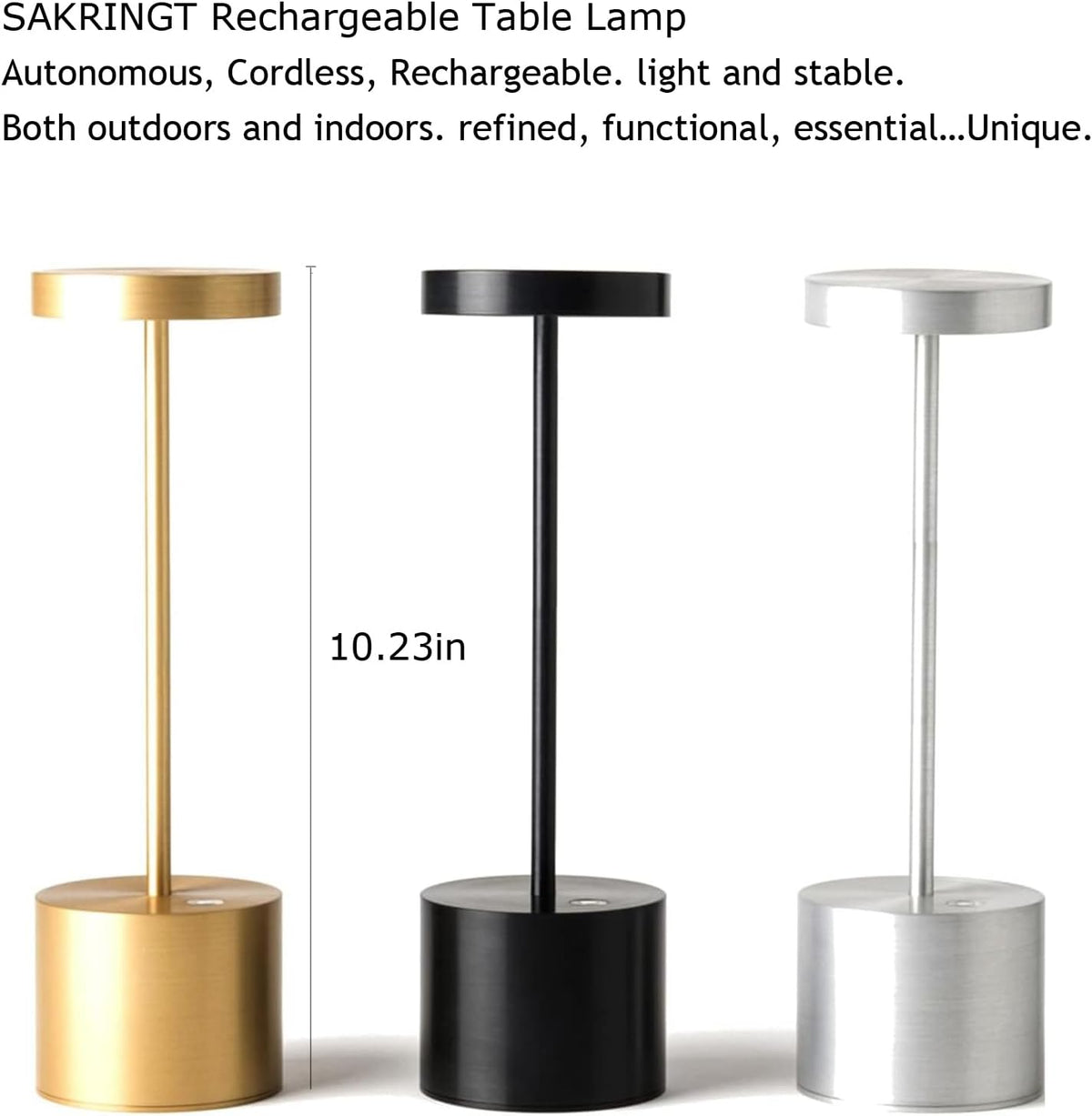 SAKRINGT 2 Pack Rechargeable Table Lamp, LED Cordless Table Lamp,5000mAh Battery Operated Portable Table Light,Dimming for Restaurant/Patio/Outdoor(Black)