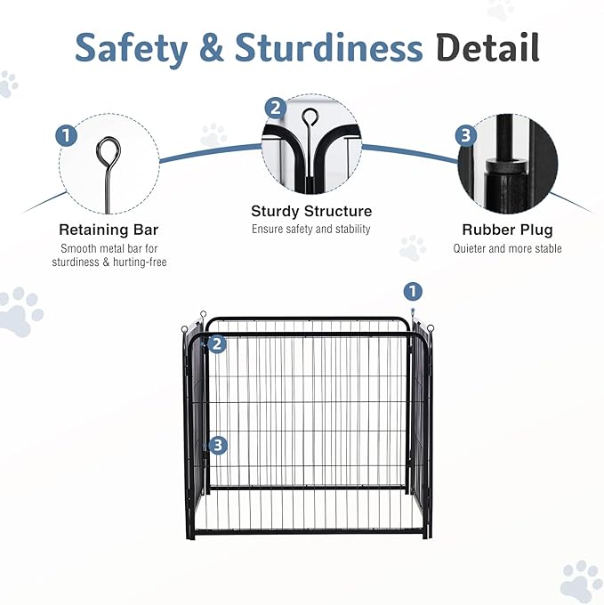 DUMOS Dog Playpen Indoor, Metal 24 Inch 4 Panels Foldable Pet Fence with Door, Outdoor Small Medium Large Dog Puppy Portable Exercise Play Pen for RV Camping, Trips, Play Yard