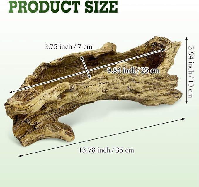 Hamiledyi Gecko Tank Accessories Resin Bark Reptile Hide Cave Simulation Tree Trunk Hideout Leopard Gecko Hide Terrarium Decor for Snake Hermit Crabs Lizard Bearded Dragon (13.78" L x 3.94" H)