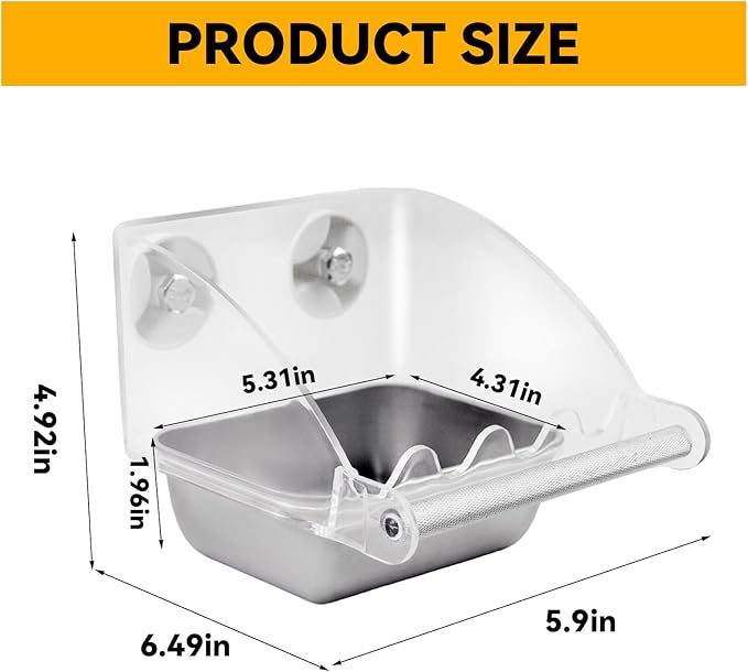 Bird Feeder for Cage,Parakeet Cage Feeder No Mess Bird Dish with Anti-Slip Stand Stainless Steel Parrot Bowl for Small Budgies Finches Canaries Cockatiels Lovebirds