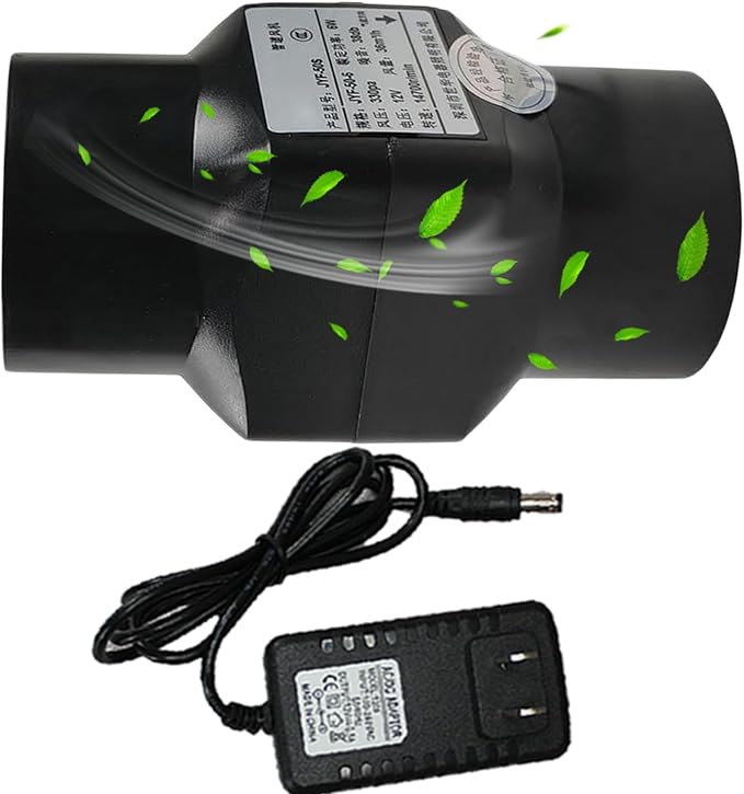 2 Inch Inline Duct Fan 12V 22 Cfm Ventilation Fan Variable Speed HVAC Blower